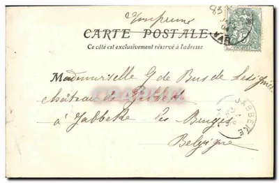 Bilhete postal antigo Frejus La Porte Doree — Verso