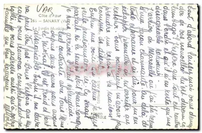 Sanary-sur-Mer — Jardim Municipal — Edições ARIS n°265 — Verso