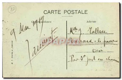 Limoges – Widok panoramiczny — M. 7, Drukarnia, Limoges, nr 424 — Rewers