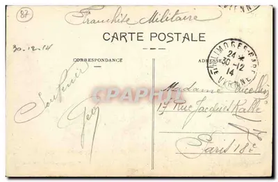 Cartolina d'epoca Limoges Square Jourdan e Avenue de la Gare — Verso