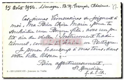 Jovens Viennenses — Limousin — editor C.A.R. n° 87 — Verso