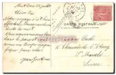 Mont-Dore — Zakład kurortowy — Y.P. Paris n° 7388 — Rewers
