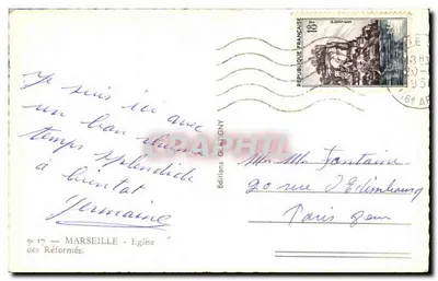 Marselha — Igreja dos Reformados — JAHNET-BIFFEREAU — Verso