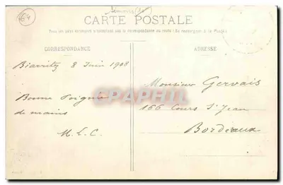 Biarritz Pittoresque — Wielka Plac i Hotel du Palais — Wydawnictwo A. Simons, nr 34 — Rewers