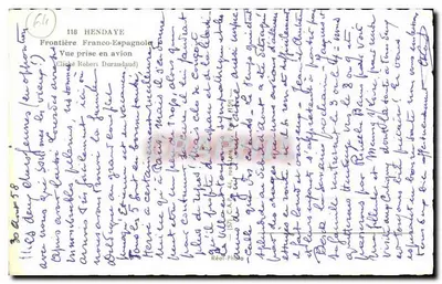 Hendaye — Vista aérea da fronteira Franco-Espanhola — Cliché Robert Durandaud — Verso