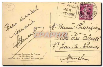 Vista de Hendaye — A Costa Basca — editor Les Beaux Paysages de France, n°64 — Verso