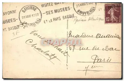 Stare Zamki — Bayonne — wydawca: Cie Alsacienne des Arts Photographiques — Rewers
