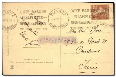 Dançarinos bascos indo para Biarritz — Phanotypie Labouche, série 101 — Verso