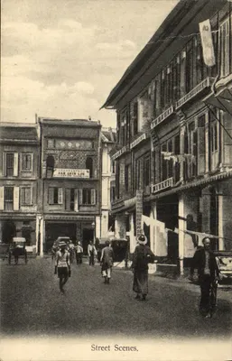 Bilhete postal antigo Cenários de Rua Singapura Malásia