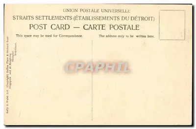 Bilhete postal antigo Cenários de Rua Singapura Malásia — Verso