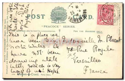 Fairy Glen — País de Gales — Peacock Brand — Verso
