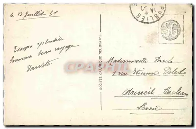Genebra — Baía e Montanha Branca — Sociedade Gráfica Neuchâtel n°2819 — Verso