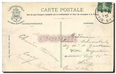 Biarritz - Um pacote de mar na Digue do Rocher de la Vierge durante a Tempestade — Eng. Pacani, editor-fotógrafo Biarritz, n°21 — Verso