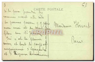 O PUY GROS visto da Estrada do Mont-Dore para La Bourboule — g.d'o. - 839 — J. Gouttouanges, Editora, Ollierges (D-deux) — Verso