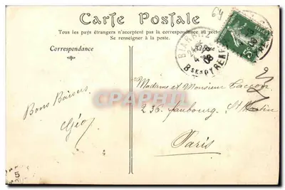 Biarritz — A Entrada do Caminho da Côte des Basques e a Villa Belza — Editor Villat, n° II — Verso