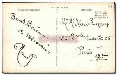 Alençon — O Castelo dos Duques de Alençon — ADIA IMP. NICE — Verso