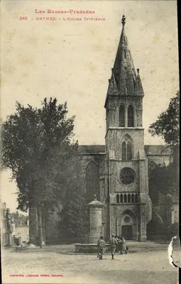 Bilhete postal antigo Orthez A Igreja de São Pedro