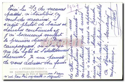 Wnętrze Parku i Kawiarnia — Barbotan-les-Thermes — Wydawnictwo Pyrénées-Océan — Rewers