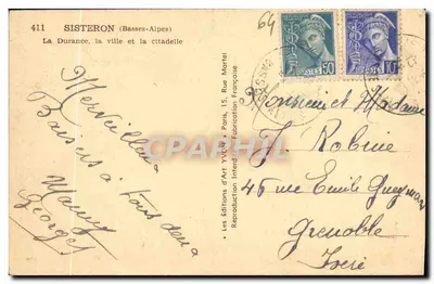 Sisteron (Basses-Alpes) — A Durance, a cidade e a cidadela — Les Éditions d'Art Martel — Verso