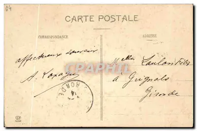 Haute Vallée d'Aspe - Le Somport - Le Maillon Cantonnière (1461m) avant la Montée des Lacris du Col — éditeur : P. Baskette-Pyrénées (frères, Toulouse) — Verso