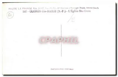 Oloron-Sainte-Marie — A Igreja Santa Cruz — Ed. JOVP Pau (B.P.) — Verso