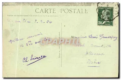 A AUVERGNE PITTORESQUE — A Saída do Túnel para a Vale do Allagnon — Editor Ideal, n° 4458 — Verso