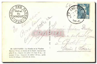 Les Fades - La Sioule y el Viaducto — Edición del Hotel du Viaduc — Reverso