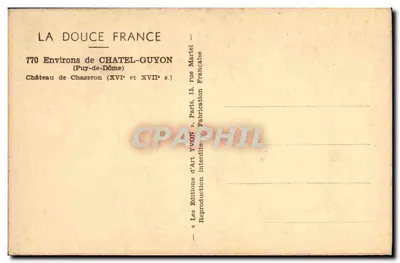 Castelo de Chazeron — Arredores de Châtel-Guyon — Edições d'Art Yvon — Verso