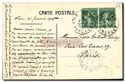 Pau — Igreja de São Jacinto e Palácio de Justiça — CC. 48 — Verso