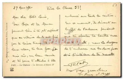 O Castelo - O Berço de Henrique IV — Héliogravure Labouche Frères, Toulouse, n°61 — Verso
