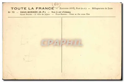 Eaux-Bonnes (B.P.) — Widok z lotu ptaka — Wydawnictwo Jové, Pau (B.P.) — Rewers
