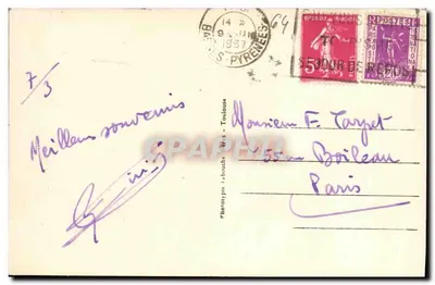 Pau - Il boulevard e la catena dei Pirenei — Les Basses Pyrénées, n°723, editore Phototype Le Bouchet — Verso