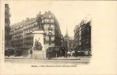 Paris — Place Maubert (estátua de Etienne Dolet) — L. J. & Cie, editor, Angouleme-Paris