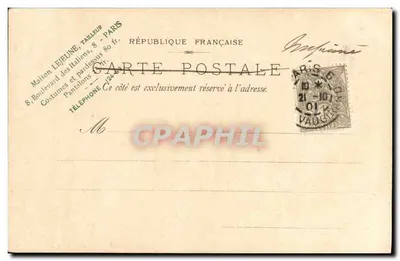 Pavilhão da Cidade de Paris — Exposição Universal de 1900 — Maison LEJEUNE, alfaiate em Paris — Verso