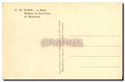 Basílica del Sagrado Corazón — Montmartre — Ediciones de Arte YVON — Reverso