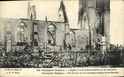 Ramskapelle (Belgia) — Kościół i Cmentarz profanowane przez Niemców — L. C. H. Paryż, nr 209