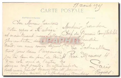 Batalha da Marne — de 6 a 12 de Setembro de 1914 — Vauclerc — À beira da lagoa — editor Saint-Blaise — Verso