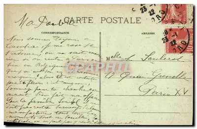 Landrecies - A Praça — destruição após a Primeira Guerra Mundial 1914-18 — Edições H. Billieux, n°6 — Verso
