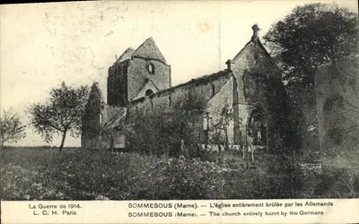 Sommesous (Marne) — Igreja completamente queimada pelos alemães — L. C. H. Paris