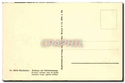 Wiesbaden, Kurhaus com Terrasse de Jardim — editor Karl Rud. Bremer & Co. Köln — Verso