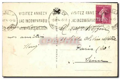 Genewa. Pomnik Brunswicka i łańcuch Alp Masywu Mont-Blanc — Wydawnictwo Jaeger, nr 60/7 — Rewers