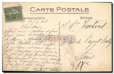 Stara pocztówka Bethune Ulica Arras przed i po wojnie Militaria — Rewers