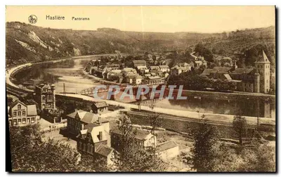 Hastière Panorama — vista panorâmica do vilarejo à beira da Meuse — editor N. ELS, Bruxelas