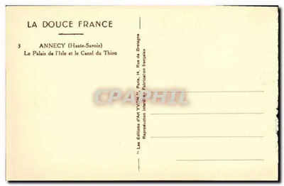 Annecy — Le Palais de l'Isle et le Canal du Thiou — Éditions d'Art Yvon — Rewers