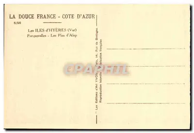 Pinheiros de Aleppo — Porquerolles — Edições de Arte Yvon, Paris — Verso