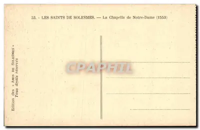 Kaplica Najświętszej Maryi Panny — Solemes — Wydanie «Amis de Solemses» — Rewers