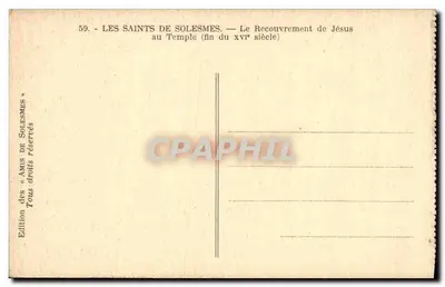 Os Santos de Solesmes — O Recobrimento de Jesus no Templo (fim do século XVI) — Verso