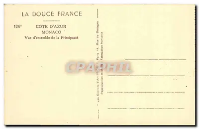 Monaco — Vista geral da Principalidade — Edições de Arte YVON, Paris — Verso