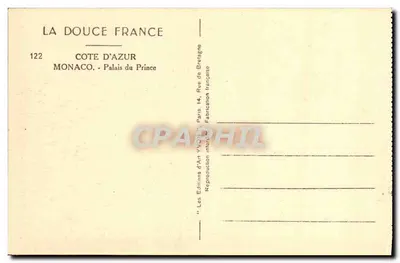 Pałac Książęcy — Monako — Éditions d'Art Yvon, nr 122 — Rewers