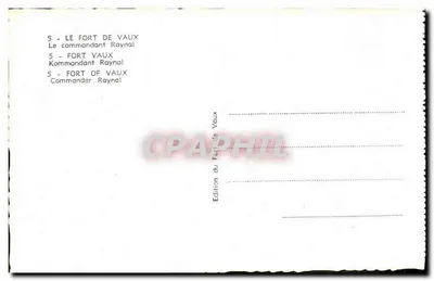 Comandante Raynal — Forte de Vaux — Edição do Forte de Vaux — Verso